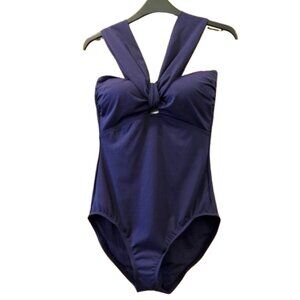 TOMMY BAHAMA~Pearl~One-Piece SLIMMING Swimsuit Navy TUMMY CONTROL  SZ 6